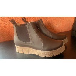 Bota plataforma cuero cafe del 35 al 39